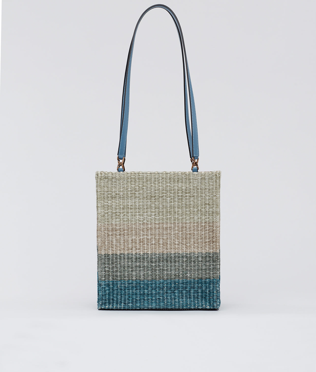 LUCAS 23 TOTE CORAL BLUE/GREEN RAFFIA